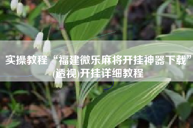 实操教程“福建微乐麻将开挂神器下载”(透视)开挂详细教程