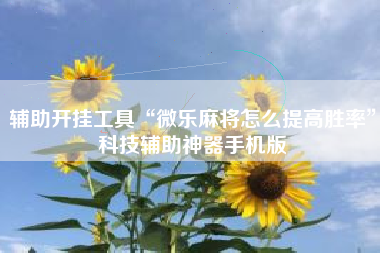 辅助开挂工具“微乐麻将怎么提高胜率”科技辅助神器手机版